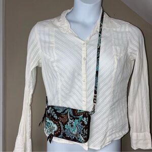 Vera Bradley Crossbody Wallet Removable Strap Java Blue (retired) Quilted